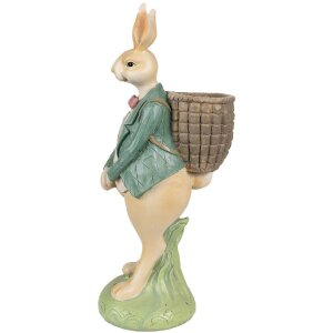 Clayre & Eef 6PR4031 Dekorativní králík hnědý zelený 11x11x30 cm