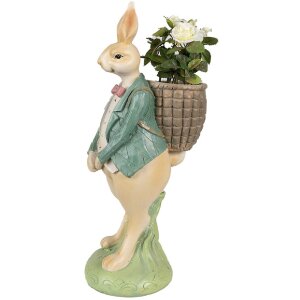 Clayre & Eef 6PR4031 Dekorativní králík hnědý zelený 11x11x30 cm