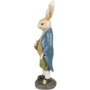 Clayre & Eef 6PR4033 Dekorativní králík 17x10x38cm hnědo-modrý