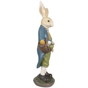 Clayre & Eef 6PR4033 Dekorativní králík 17x10x38cm hnědo-modrý