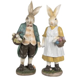 Clayre & Eef 6PR4034 Dekorativní zajíček Béžovo-žlutý 14x11x38 cm