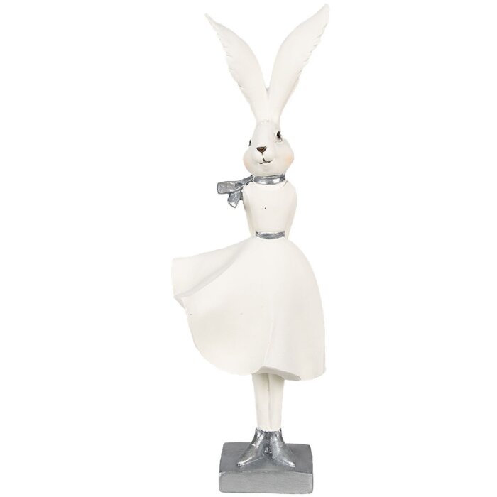 Clayre & Eef 6PR4048 Dekorativní králík bílý stříbrný 13x11x37 cm