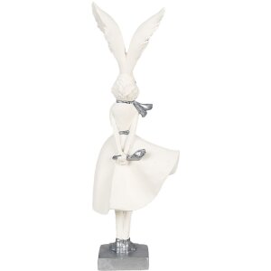Clayre & Eef 6PR4048 Dekorativní králík bílý stříbrný 13x11x37 cm