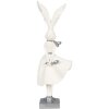 Clayre & Eef 6PR4048 Dekorativní králík bílý stříbrný 13x11x37 cm