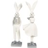 Clayre & Eef 6PR4048 Dekorativní králík bílý stříbrný 13x11x37 cm