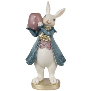 Clayre & Eef 6PR4057 Svícen Rabbit White Blue...