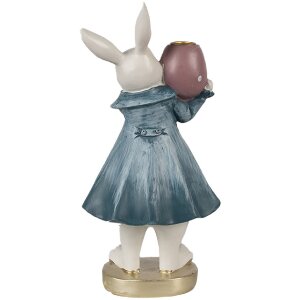 Clayre & Eef 6PR4057 Svícen Rabbit White Blue 10x8x20 cm