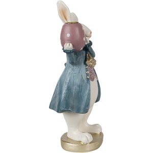 Clayre & Eef 6PR4057 Svícen Rabbit White Blue 10x8x20 cm