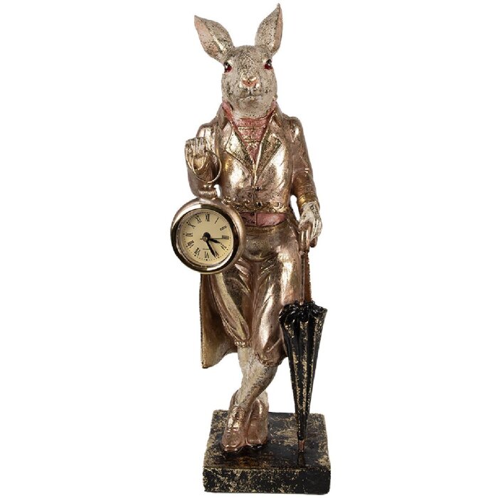 Clayre & Eef 6PR4083 Dekorativní králík bílý zlatý 11x10x35cm