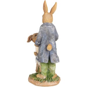 Clayre & Eef 6PR4094 Dekorativní králík hnědý modrý 9x9x21 cm