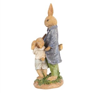 Clayre & Eef 6PR4094 Dekorativní králík hnědý modrý 9x9x21 cm