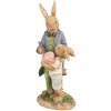 Clayre & Eef 6PR4094 Dekorativní králík hnědý modrý 9x9x21 cm