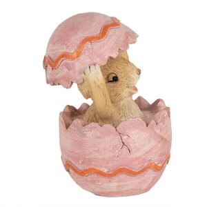 Clayre & Eef 6PR4107 Dekorace Zajíček ve vejci 6x6x8 cm růžová