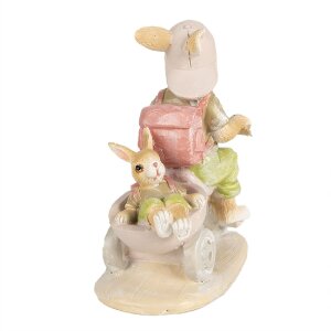 Clayre & Eef Dekorační Králík na Trojkolce Hnědá 11x6x12 cm