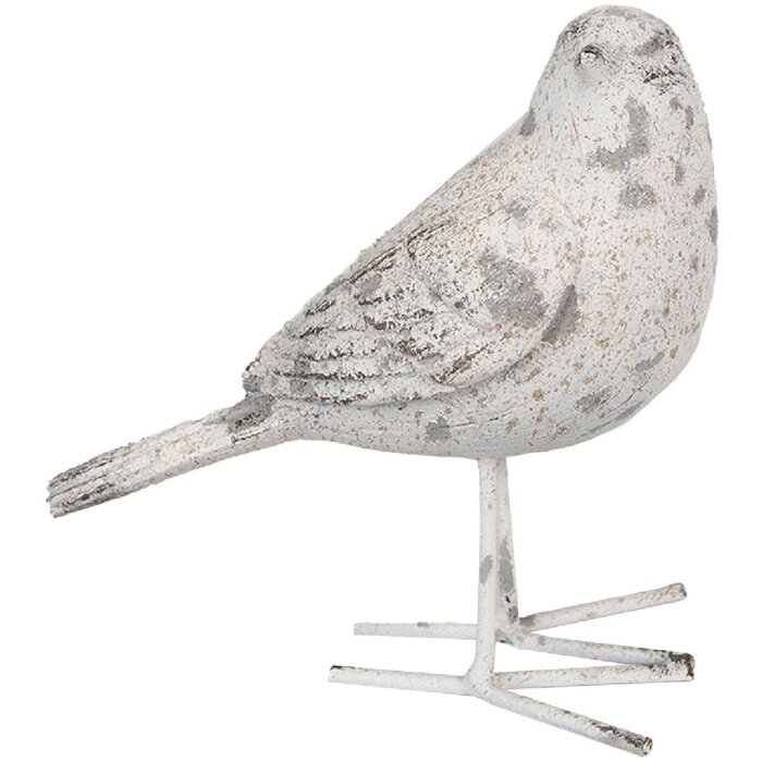 Clayre & Eef 6PR4122 Dekorativní ptáček šedý 15x7x14 cm
