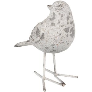 Clayre & Eef 6PR4122 Dekorativní ptáček šedý 15x7x14 cm