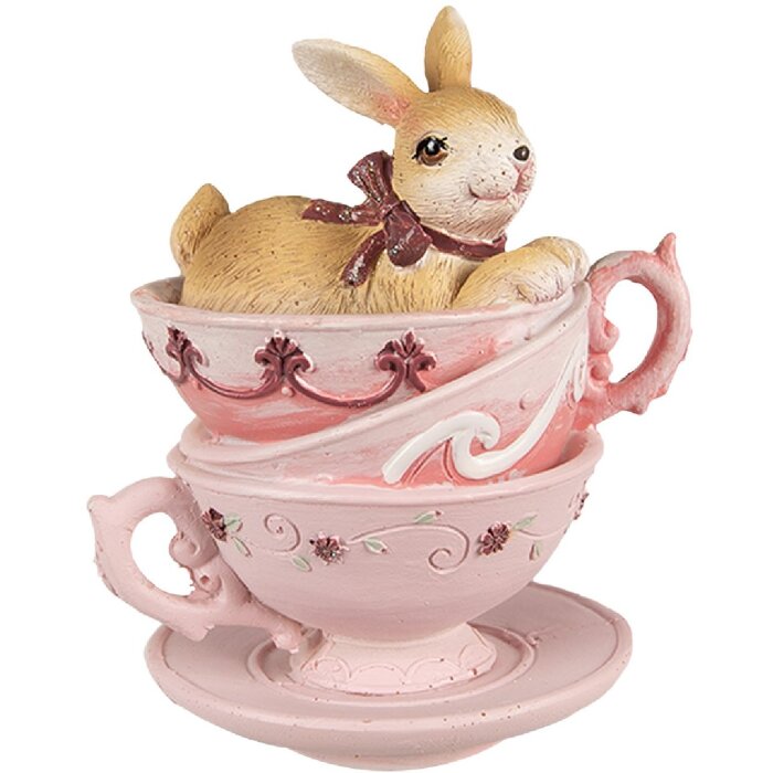 Clayre & Eef 6PR4985 Dekorativní hrnky na králíky 9x7x10 cm hnědorůžové