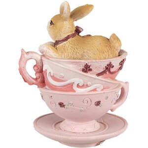 Clayre & Eef 6PR4985 Dekorativní hrnky na králíky 9x7x10 cm hnědorůžové