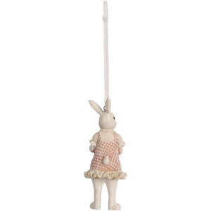 Clayre & Eef 6PR4988 Dekorační závěs Králík 4x4x10 cm Bílá Růžová