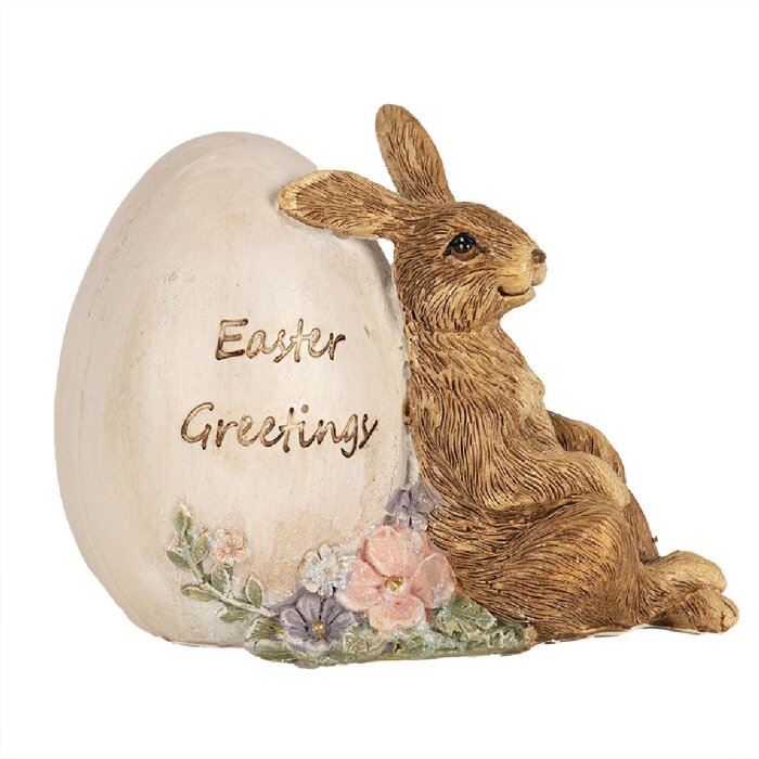 Clayre & Eef 6PR5006 Dekorativní králík s vajíčkem 12x7x9cm hnědý