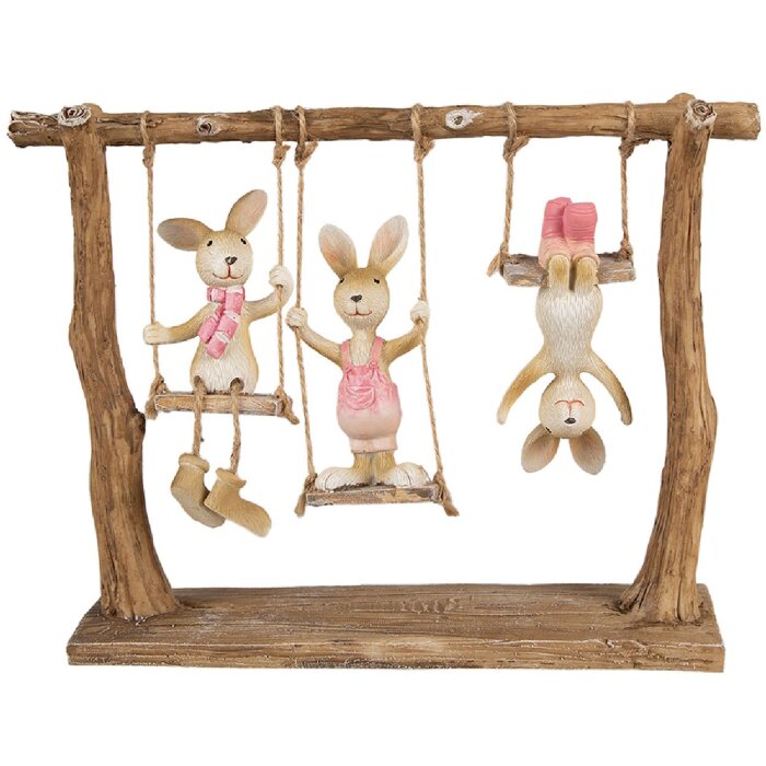 Clayre & Eef 6PR5010 Dekorativní králík hnědá béžová 26x6x20 cm
