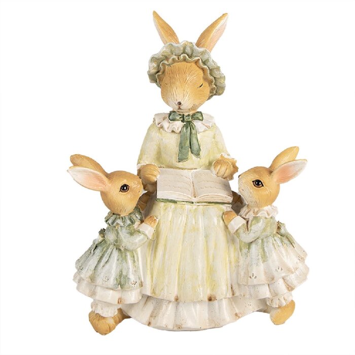 Clayre & Eef 6PR5022 Dekorativní zajíček 14x10x19 cm hnědá zelená