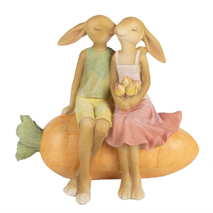 Clayre & Eef 6PR5024 Dekorace zajíček na mrkvi 17x10x15 cm hnědá