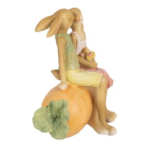 Clayre & Eef 6PR5024 Dekorace zajíček na mrkvi 17x10x15 cm hnědá