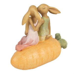 Clayre & Eef 6PR5024 Dekorace zajíček na mrkvi 17x10x15 cm hnědá