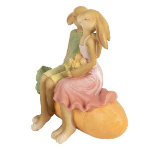Clayre & Eef 6PR5024 Dekorace zajíček na mrkvi 17x10x15 cm hnědá