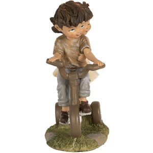 Clayre & Eef 6PR5027 Dekorativní figurka Děti na kole Hnědá 10x6x14 cm