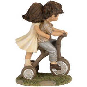 Clayre & Eef 6PR5027 Dekorativní figurka Děti na kole Hnědá 10x6x14 cm