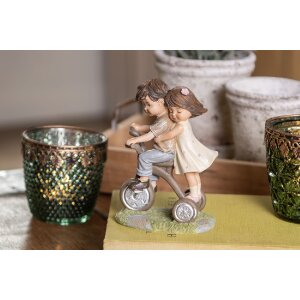 Clayre & Eef 6PR5027 Dekorativní figurka Děti na kole Hnědá 10x6x14 cm