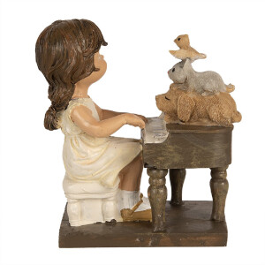 Clayre & Eef 6PR5029 Dekorativní figurka dítě s klavírem hnědá 10x6x10 cm