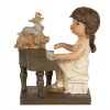 Clayre & Eef 6PR5029 Dekorativní figurka dítě s klavírem hnědá 10x6x10 cm