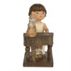 Clayre & Eef 6PR5029 Dekorativní figurka dítě s klavírem hnědá 10x6x10 cm