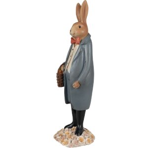 Clayre & Eef 6PR5037 Dekorativní králík hnědý šedý 10x9x34 cm venkovský styl
