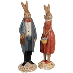 Clayre & Eef 6PR5037 Dekorativní králík hnědý šedý 10x9x34 cm venkovský styl