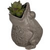 Clayre & Eef 6PR5059 Dekorace do květináče Žába 19x18x23cm šedá