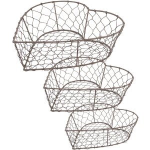 Clayre & Eef 6Y5483 Sada košíků 3 ks hnědá 25x23x11/22x20x10/19x18x8 cm