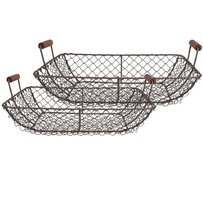 Clayre & Eef 6Y5543 Sada košíků 2 kusy hnědá 40x34x14/36x30x13cm