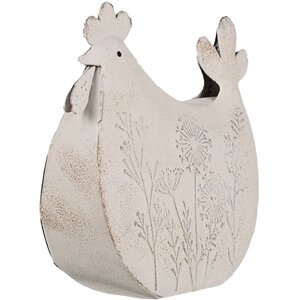 Clayre & Eef Dekorativní kuře 15x6x14 cm Bílá - Venkovský styl