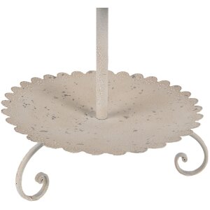 Clayre & Eef 6Y5601 Etážový nábytek béžový železný kulatý Ø 32x51 cm Antique s ptáčkem