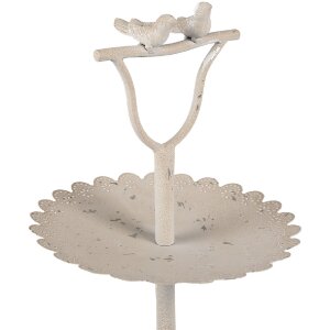 Clayre & Eef 6Y5601 Etážový nábytek béžový železný kulatý Ø 32x51 cm Antique s ptáčkem