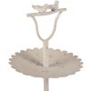 Clayre & Eef 6Y5601 Etážový nábytek béžový železný kulatý Ø 32x51 cm Antique s ptáčkem