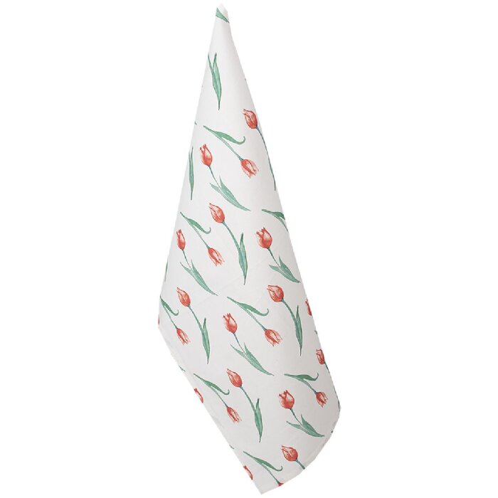 Clayre & Eef KT042.052 Kuchyňská utěrka Tulipánový vzor bílá 47x70cm