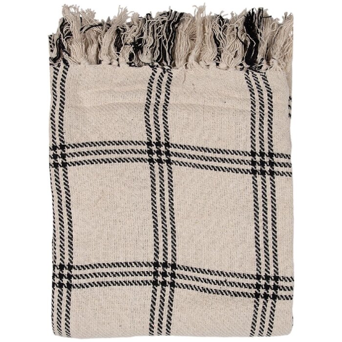 Clayre & Eef KT060.134 Plaid přehoz béžná černá 125x150cm