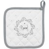 Clayre & Eef LGD45 Chňapka s motivem psa bílá/šedá 20x20cm