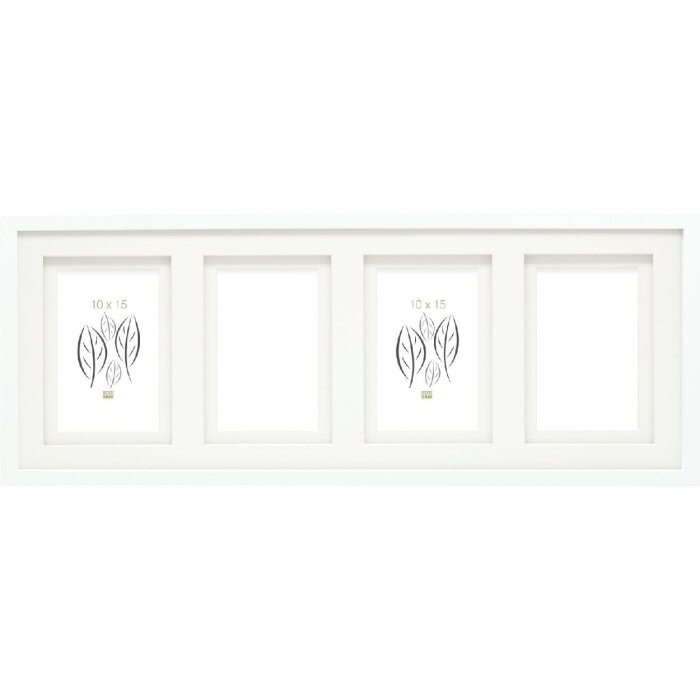 Deknudt S65KK1 Galerijní rám bílý dvojitý pasparta 4 obrazy 10x15 cm