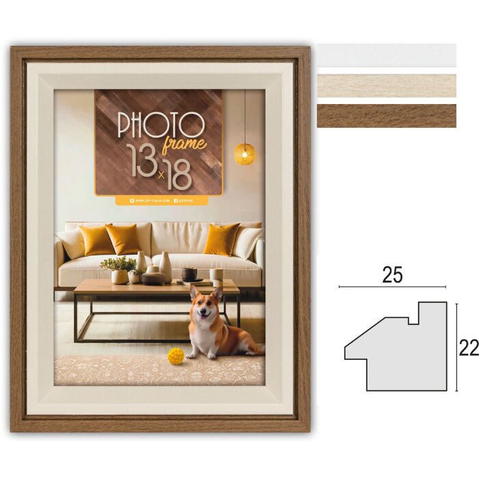 ZEP obrazový rám Bologna krémově hnědý bílý MDF 10x15 až 30x40 cm